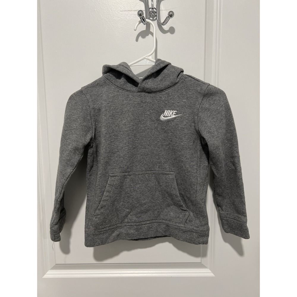 NIKE Sportswear Boys' Club Fleece Pullover Hoodie Carbon Heather Size 6-7‎ Years